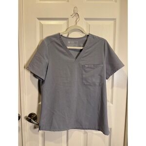 FIGS Technical V Neck Scrub‎ Top Light Grey PO 5153 Short Sleeve Size Medium